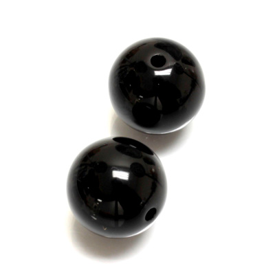 Plastic Bead - Opaque Color Smooth Round 18MM JET