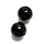 Plastic Bead - Opaque Color Smooth Round 18MM JET