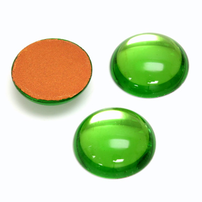 Glass Medium Dome Foiled Cabochon - Round 18MM PERIDOT