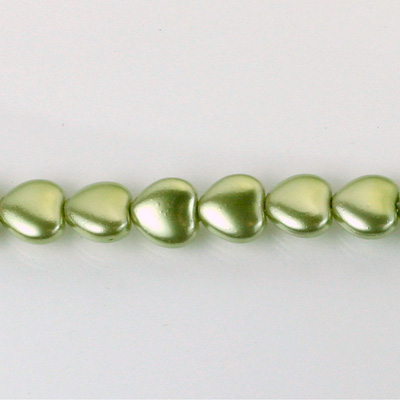 Czech Glass Pearl Bead - Heart 08x8MM DARK OLIVE 70458