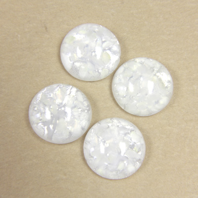 Glass Medium Dome Lampwork Cabochon - Round 15MM OPAL WHITE (05015)