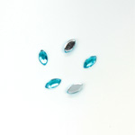 Plastic Flat Back Foiled Rose Cut Rhinestone - Navette 06x3MM AQUA