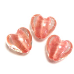 Glass Lampwork Bead - Heart Shape Smooth 18MM PORPHYR CRYSTAL LT ROSE