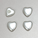 Glass Medium Dome Cabochon Pearl Dipped - Heart 14x14MM WHITE