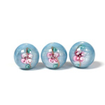 Czech Glass Lampwork Bead - Smooth Round 12MM Flower PINK ON AQUA  (04880)