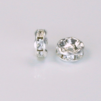 Czech Rhinestone Rondelle - Round Large Hole 08MM CRYSTAL-SILVER