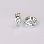 Czech Rhinestone Rondelle - Round Large Hole 08MM CRYSTAL-SILVER