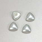 Glass Medium Dome Cabochon Pearl Dipped - Triangle 11.5MM WHITE