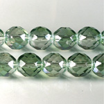 Czech Glass Fire Polish Bead - Round 12MM 1/2 Coated CRYSTAL/MINT