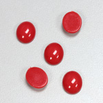 Plastic Flat Back Opaque Cabochon - Oval 12x10MM RED