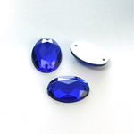 Plastic Flat Back 2-Hole Foiled Sew-On Stone - Oval 18x13MM COBALT