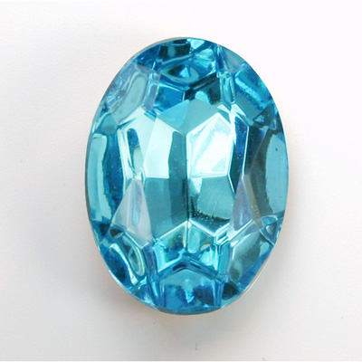 Glass Point Back Foiled Tin Table Cut (TTC) Stone - Oval 30x22MM AQUA