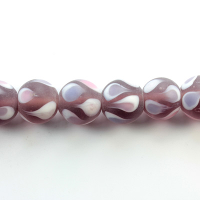 Glass Lampwork Bead - Smooth Round 12MM MATTE PEACOCK AMETHYST