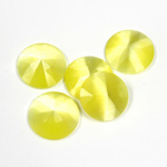 Fiber-Optic Flat Back Cabochon - Rauten Rose Round 12MM CAT'S EYE YELLOW