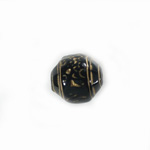 Plastic Engraved Bead - Fancy Round 15MM GOLD on JET