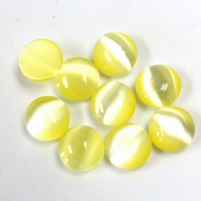 Fiber-Optic Cabochon - Round 09MM CAT'S EYE YELLOW