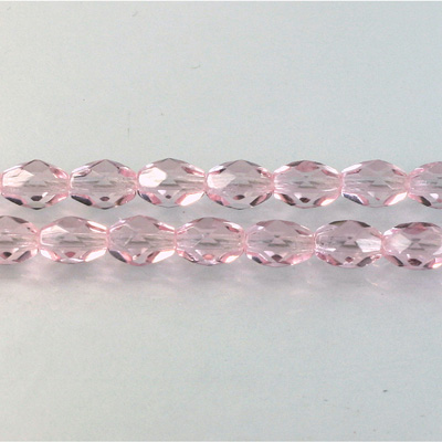 Czech Glass Fire Polish Bead - Oval 07x5MM LT PINK