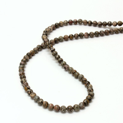 Gemstone Bead - Smooth Round 04MM LEOPARD SKIN AGATE