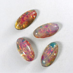 Glass Medium Dome Lampwork Cabochon - Oval 18x9MM FIRE OPAL (01003)