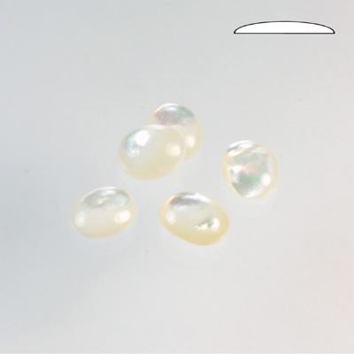Shell Flat Back Cabochon - Oval 10x8MM WHITE MOP