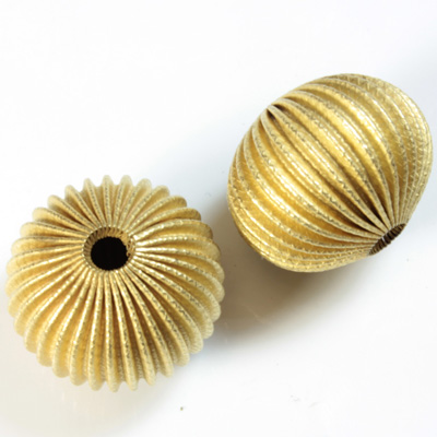 Brass Corrugated Bead - Fancy Dimpled Rondelle 22x17MM RAW