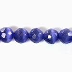 Fiber Optic Synthetic Cat's Eye Bead - Round Faceted 10MM CAT'S EYE TANZANITE