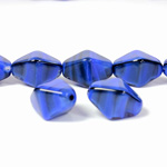 Czech Pressed Glass Bead - Lantern 16x13MM TIGEREYE BLUE