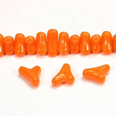 Czech Pressed Glass Bead -Tri-Y 11x9MM TANGERINE