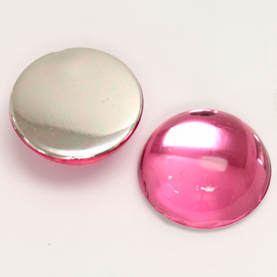 Plastic Flat Back Foiled Cabochon - Round 20MM ROSE