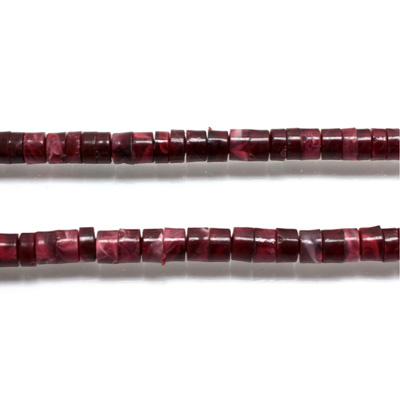 Plastic Bead - Transparent Heishi  5MM CRANBERRY