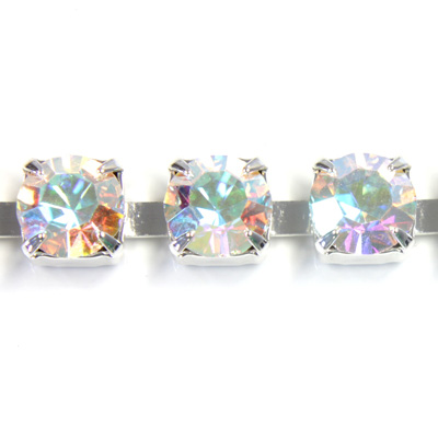 Preciosa MAXIMA Crystal Rhinestone Cup Chain - SS29 CRYSTAL AB-SILVER