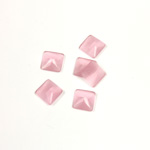 Fiber-Optic Flat Back Stone - Faceted checkerboard Top Square 6x6MM CAT'S EYE LT PINK