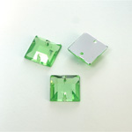 Plastic Flat Back 2-Hole Foiled Sew-On Stone - Square 12MM PERIDOT