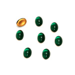 Glass Medium Dome Foiled Cabochon - Oval 07x5MM EMERALD