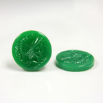 Glass Flat Back Intaglio - Warrior Head Round 18MM  CHRYSOPHRASE Right Facing