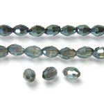 Chinese Cut Crystal Bead - Oval 06x4MM CRYSTAL GREEN TRANSFER COAT