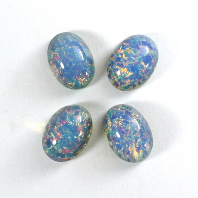Glass Medium Dome Lampwork Cabochon - Oval 14x10MM BLUE OPAL (04531)