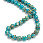 Gemstone Bead - Smooth Round 08MM SEA SEDIMENT JASPER DYED TURQUOISE