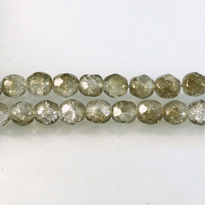 Czech Glass Fire Polish Bead - Round 06MM CRASHED GREY