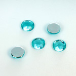 Plastic Flat Back Foiled Rose Cut Rhinestone - Round 09MM AQUA