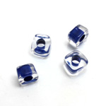 Plastic Bead - Color Lined Smooth Large Hole Square 6x9MM CRYSTAL BLUE LINE