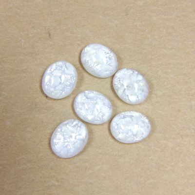 Glass Medium Dome Lampwork Cabochon - Oval 10x8MM OPAL WHITE (05015)