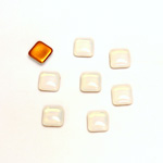Glass Low Dome Foiled Cabochon - Square Antique 06x6MM WHITE OPAL