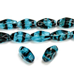 Czech Pressed Glass Bead - Baroque Oblong 12x7MM BLUE TORTOISE