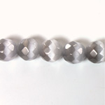 Fiber Optic Synthetic Cat's Eye Bead - Round Faceted 10MM CAT'S EYE LT GREY