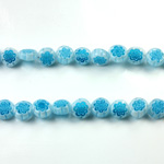 Glass Millefiori Bead - Flat Round 06x3MM WHITE AQUA (30)