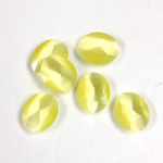 Fiber-Optic Flat Back Cabochon - Rauten Rose Oval 10x8MM CAT'S EYE YELLOW