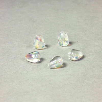 Czech Pressed Glass Bead - Smooth Pear 07x5MM CRYSTAL AB