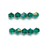 Czech Glass Fire Polished Bead - Bicone 06MM EMERALD AB