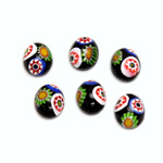 Glass Medium Dome Lampwork Cabochon - Oval 10x8MM VENETIAN BLACK MOSAIC (03105)